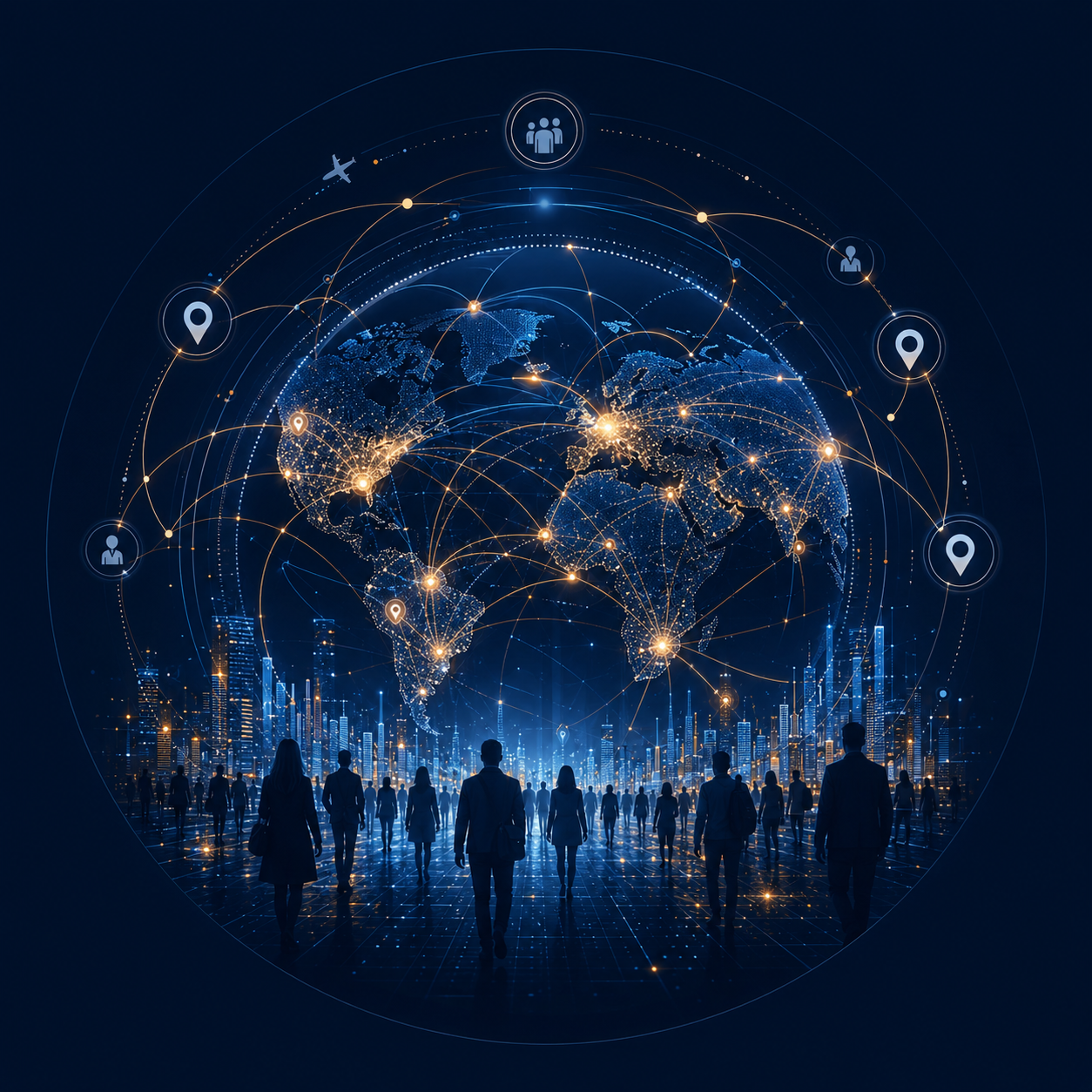 Human mobility, population movement, and connected places