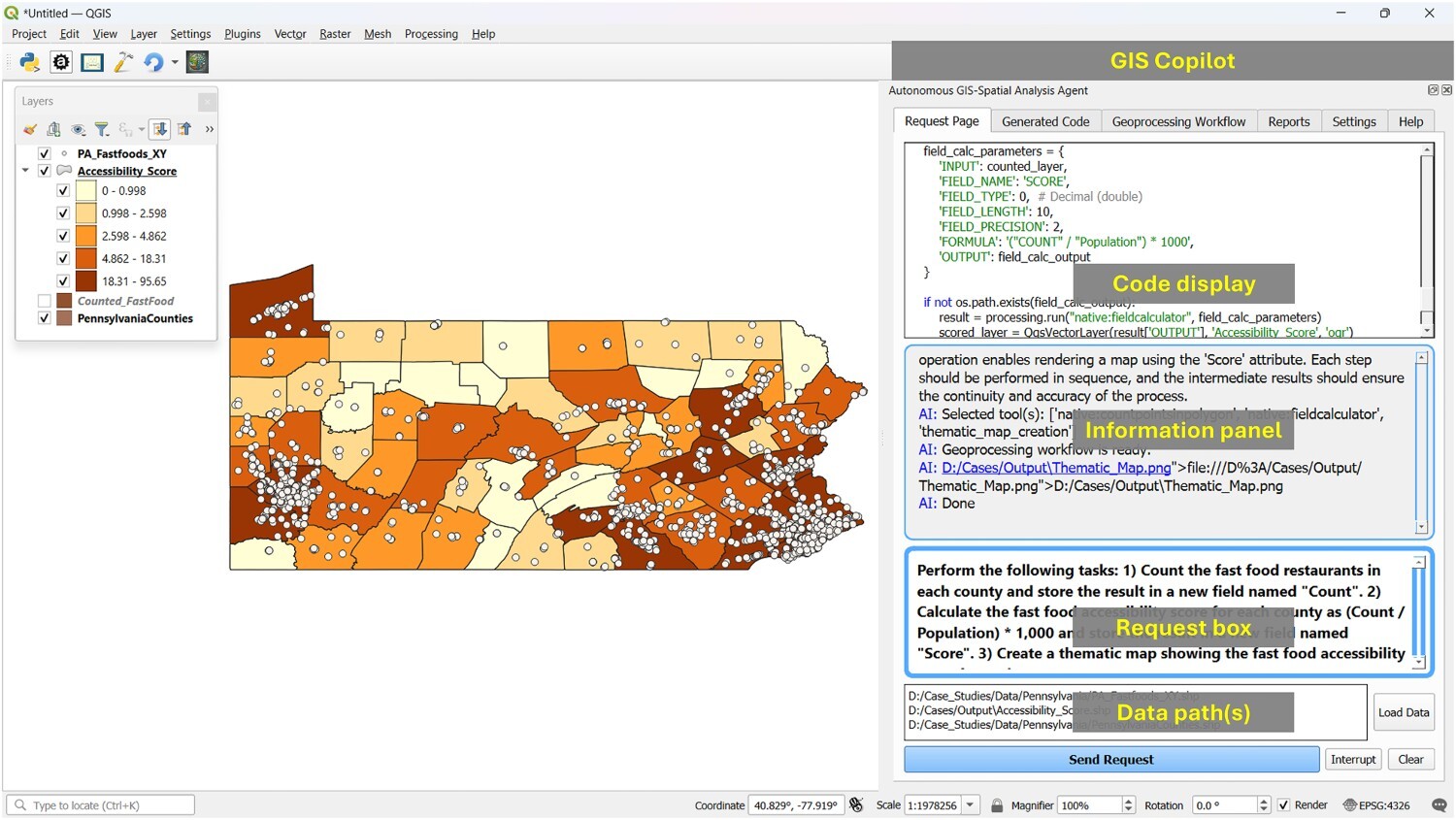 GIS Copilot interface within QGIS